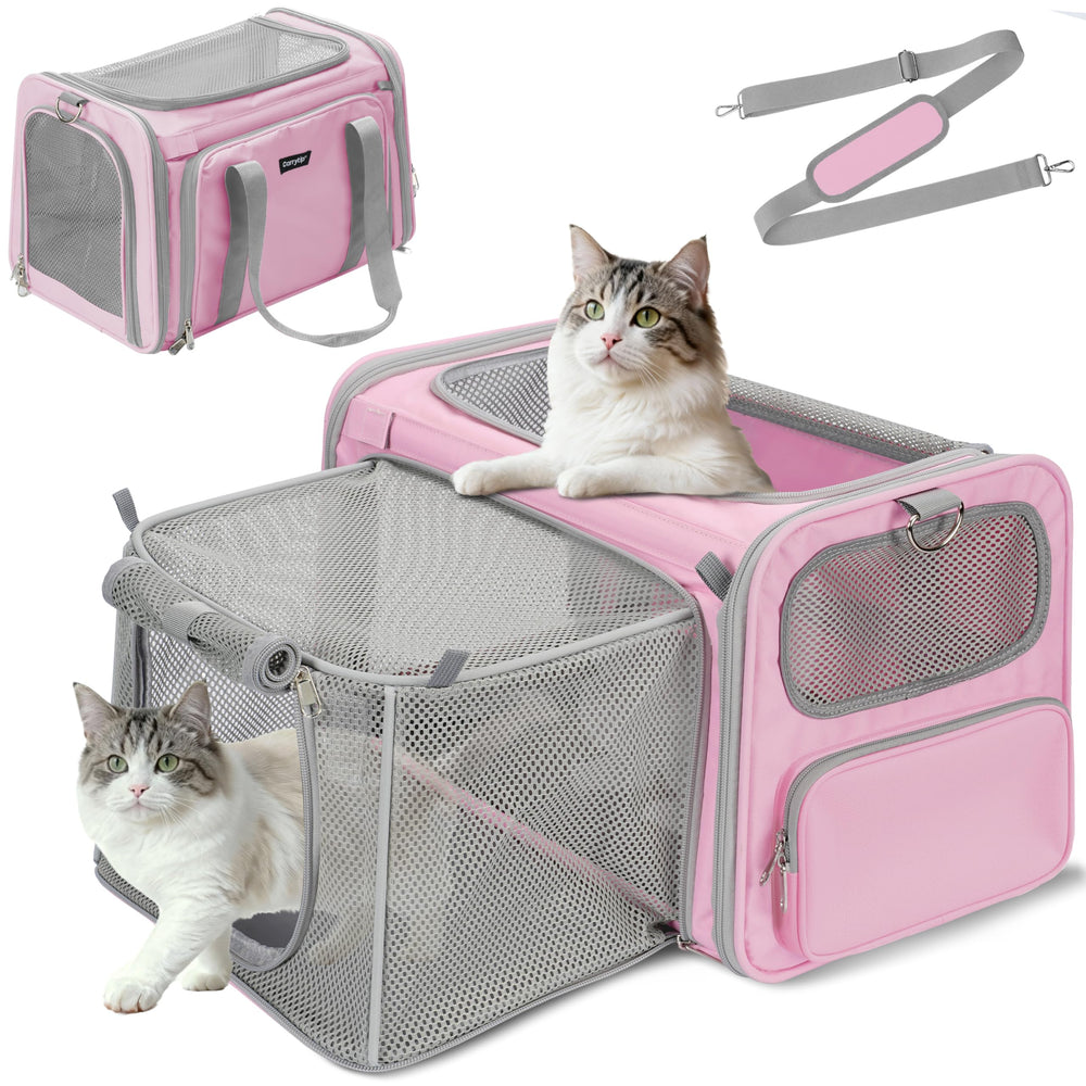 CarryTip Expandable Cat Carrier closed with secure zippers for safe travel