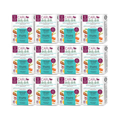 Caru Daily Dish turkey-wild-salmon-stew 12-pack cans provide convenient, ready-to-serve meals.