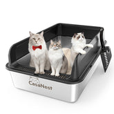 CasaNest XXXL stainless steel litter box front view shows ample space for large cats.