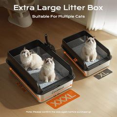 CasaNest XXXL low-entry stainless steel litter box promotes easy access for kittens and seniors.