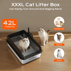 CasaNest XXXL litter box side profile highlighting high sides for leak prevention.