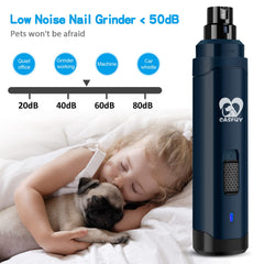 Casfuy dog nail grinder upgraded low-noise-operation keeps pets calm during trimming.