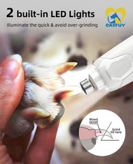 Casfuy nail grinder LED lights brighten nails for safer trimming.