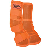 Cashel Crusader leg guard orange front view with durable mesh for day-long wear