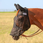 Cashel Quiet Ride fly mask front view shows breathable mesh for insect protection.