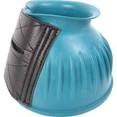 Cashel Rubber Bell Boots Teal L closure view shows easy application and secure fit