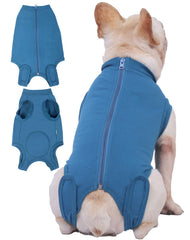 Caslfuca dog surgery recovery suit back zipper eases dressing and quick post-op changes