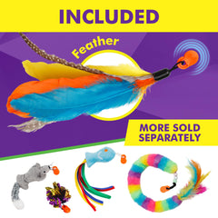 Cat Amazing Snatch chew-proof handle offers durable, longer-lasting wand use during active sessions.