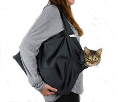 Cat-in-the-Bag Cozy Comfort Carrier front view for small cats, ideal for travel