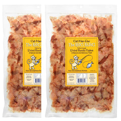 Cat-Man-Doo extra-large bonito flakes bag highlighting larger moister flakes for pets.