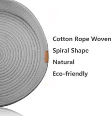 Cat rope bed grey weave detail highlights durable chew-resistant fabric