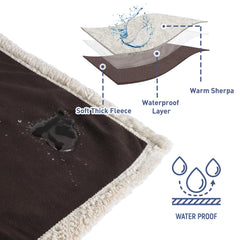 Catalonia waterproof-bed-blanket-reversible-sides offers dual comfort with fleece and sherpa.