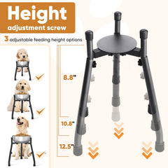 CatAve elevated dog bowl stand shows stable, anti-tip outward-leg design.