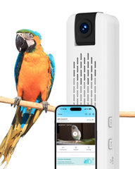 CATBOAT Smart Bird Training Camera 2.5K Live View shows detailed cage activity for quick monitoring.