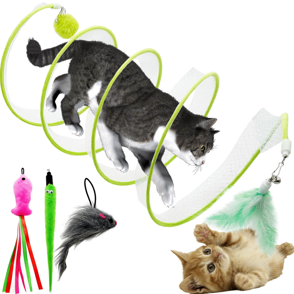 CATENEED Self-Play Spiral Tunnel Green Folded: compact indoor toy encouraging active exploration