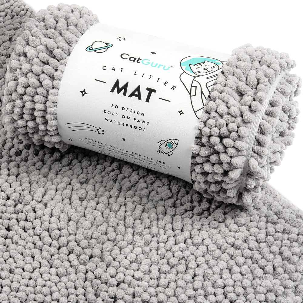 CatGuru litter mat with 3D trapping design keeps floors cleaner