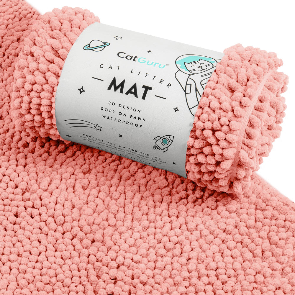 CatGuru Cat Litter Mat top view in coral traps litter and reduces floor mess