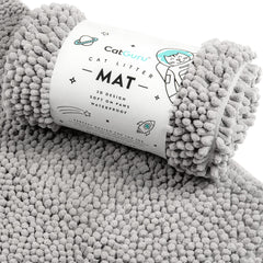 CatGuru litter mat XXL grey front view traps litter and protects floors.