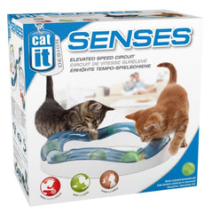 Catit Design Senses Speed Circuit with illuminated ball in pursuit scenario for active play