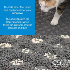 Catit Large Cat Litter Mat with non-slip backing keeps it secure.