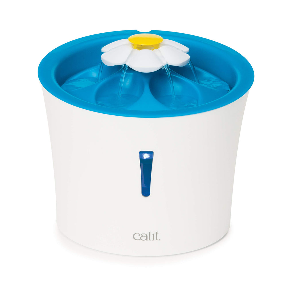 Catit LED Flower Fountain front view, inviting cats to drink with visual appeal.