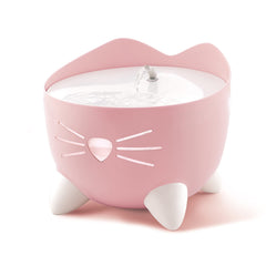 Catit PIXI cat drinking fountain front view pink highlights accessible hydration