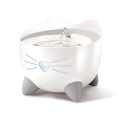 Catit PIXI drinking fountain with multiple options for comfortable hydration.
