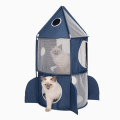 Catit Vesper Rocket Tower blue – three-level play space for indoor cats.