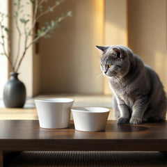 CATNK Elevated Cat Water Bowl white side view highlighting raised design for posture.