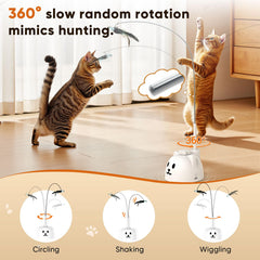CATPICK feather wand with suction base enables flexible placement and chase fun.