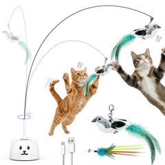 CATPICK interactive cat toy bird during indoor play for mental stimulation.