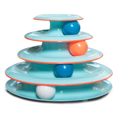 Catstages Chase Meowtain 4-Tier Tower with four rolling balls promotes active indoor play