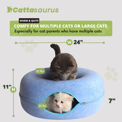 Cattasaurus Peekaboo cat cave donut interior view, cozy enclosure.