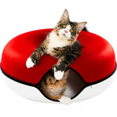 Cattasaurus Peekaboo top-donut view provides a cozy perch for large cats.