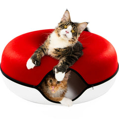 Cattasaurus Peekaboo top-donut view provides a cozy perch for large cats.