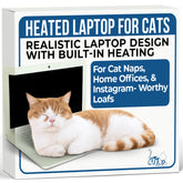 Cattop cat laptop toy with heated surface offers a cozy nap spot for cats.