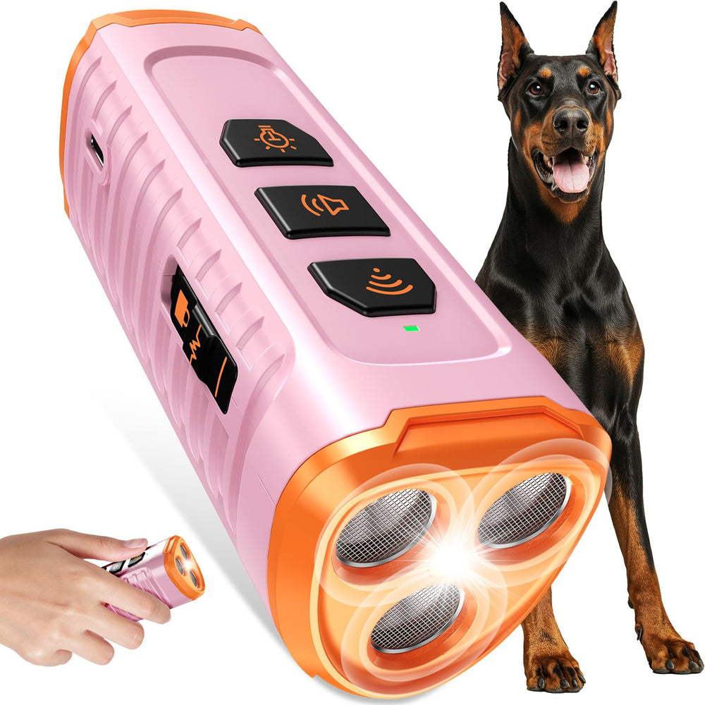 Cbersmg dog bark deterrent with 3x ultrasonic emitters for quicker training