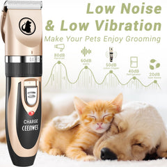 Ceenwes dog clippers low-noise motor illustrates quiet grooming with less pet stress.