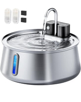 CEESC cordless cat water fountain front view showcasing stainless steel durability for reliable pet hydration