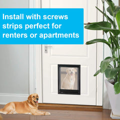 CEESC dog door with magnetic flap auto-closes to reduce drafts and keep pets secure.