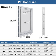 CEESC large dog door white frame with frosted finish