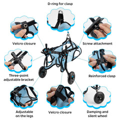 Celestaura dog wheelchair front view demonstrates balanced mobility support