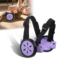 CeoNic adjustable Holland Lop wheelchair frame close-up showing secure fit for small rabbits.
