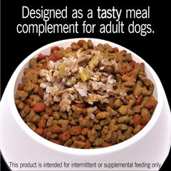 CESAR Simply Crafted adult wet dog topper served beside kibble.