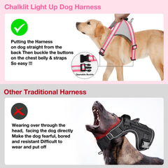 ChalkLit light up dog harness pink small on-dog-walking scene improves visibility