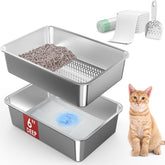 Charlie & Mollie stainless-steel litter box, open top for easy cleaning and odor control.