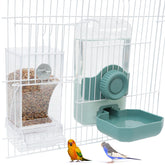 Chebet No Mess Bird Feeder Water Dispenser Set front view for cages – compact and cage-safe.