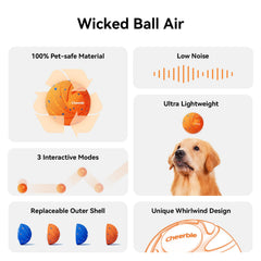 Cheerble Wicked Ball AIR mode switch highlights Normal, Passive, Gentle options for varied activity.