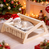 CHEERHOME PETS Cat Hammock Bed on wooden frame offers stable elevated lounging.