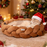 CHEERPALS Weave Cat Bed side view shows braid design for cozy lounging
